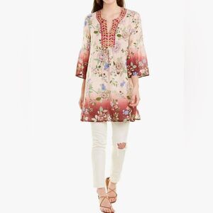 Johnny Was linen embroidered tunic M